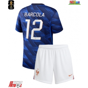 Francia Bradley Barcola #12 Primera Equipación Niños Mundial 2026 Manga Corta (+ Pantalones cortos)